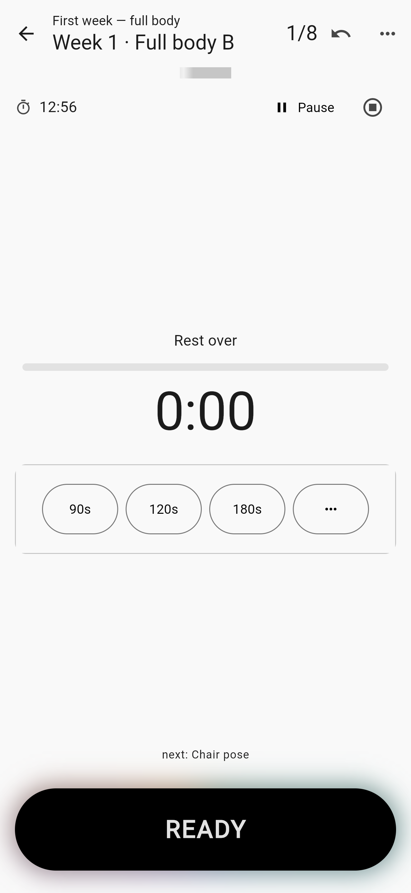 A timed exercise before it starts: «Standing arm swings», 0:30 on the clock, the «How it's done» box with the explanation, and the START button as wide as the screen at the bottom.